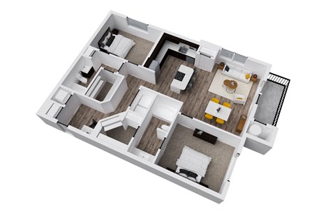 Floor plan for 2 beds, 2 baths, 1239 sqft