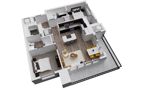 Floor plan for 2 beds, 2 baths, 1379 sqft