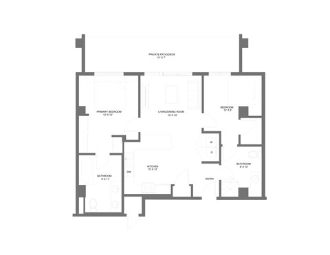 Floor plan for 2 beds, 2 baths, 1012 sqft