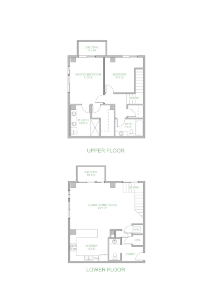 Floor plan for 2 beds, 2.5 baths, 1488 sqft