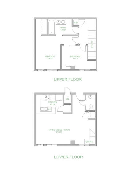 Floor plan for 2 beds, 1.5 baths, 1204 sqft