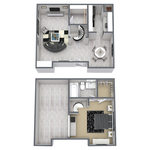 Floor plan for 1 bed, 1 bath, 700 sqft