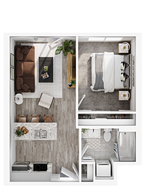 Floor plan for 1 bed, 1 bath, 650 sqft
