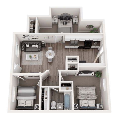 Floor plan for 3 beds, 1 bath, 850 sqft