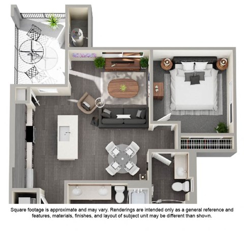 Floor plan for 2 beds, 2 baths, 1077 sqft