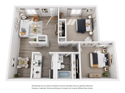 Floor plan for 2 beds, 1 bath, 780 sqft