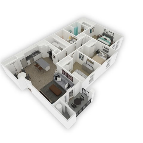 Floor plan for 3 beds, 2 baths, 1294 sqft