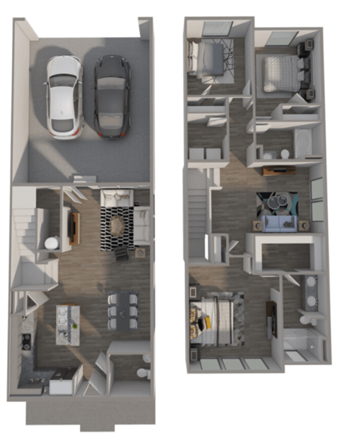 Floor plan for 3 beds, 2.5 baths, 1500 sqft