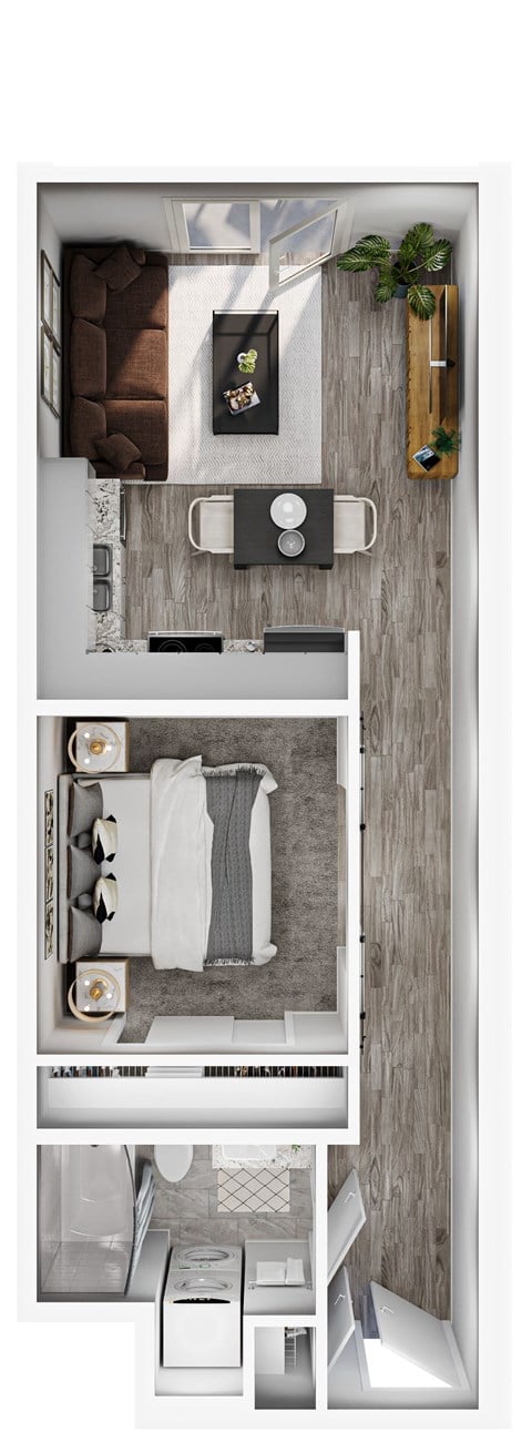 Floor plan for studio, 1 bath, 550 sqft
