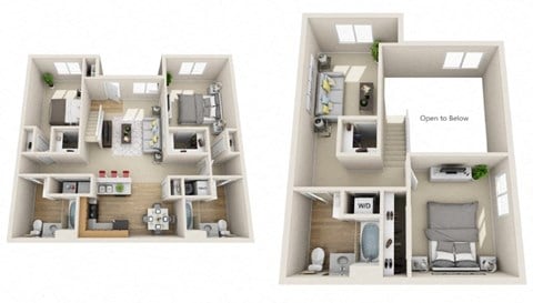 Floor plan for 3 beds, 3 baths, 1660 sqft