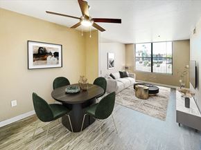 Casa Grande apartment for rent - A modern dining room with a round table and chairs.