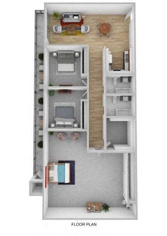 Floor plan for 3 beds, 2 baths, 1480 sqft