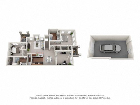 Floor plan for 3 beds, 2 baths, 1467 sqft