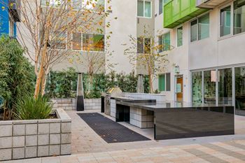 Lounge patio with barbecue grills