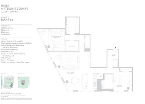 Floor plan for 2 beds, 2.5 baths, 1560 sqft
