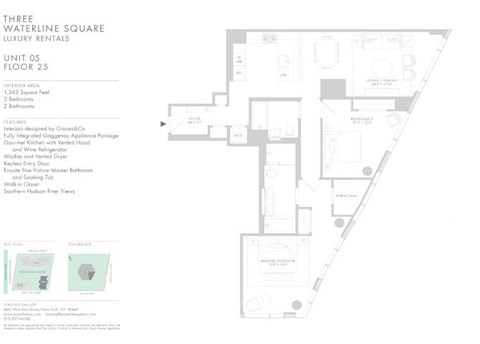 Floor plan for 2 beds, 2 baths, 1343 sqft