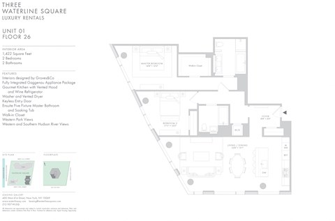 Floor plan for 2 beds, 2 baths, 1422 sqft