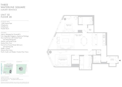 Floor plan for 2 beds, 2.5 baths, 1398 sqft