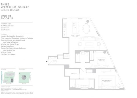 Floor plan for 2 beds, 2 baths, 1314 sqft