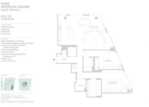 Floor plan for 2 beds, 2.5 baths, 1535 sqft