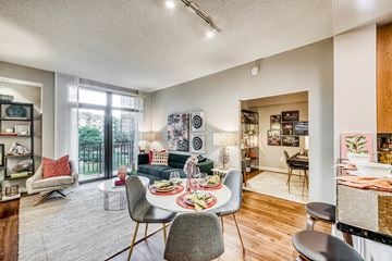 Alexandria apartment for rent - a living room with a couch and a table with chairs
