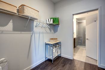 Abundant storage including walk in closets