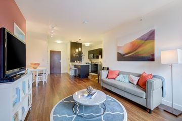 Somerville apartment for rent - a living room with a couch and a table