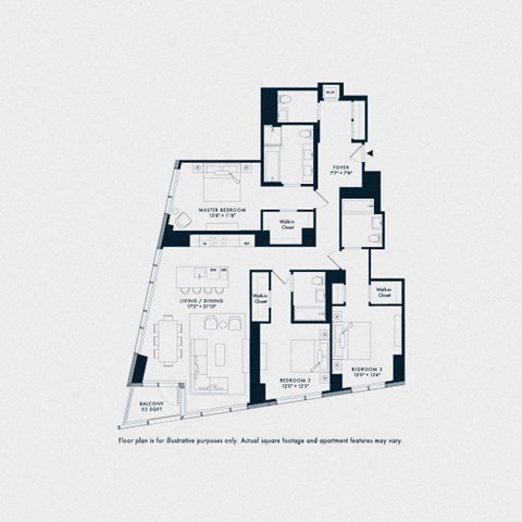 Floor plan for 3 beds, 3.5 baths, 1908 sqft