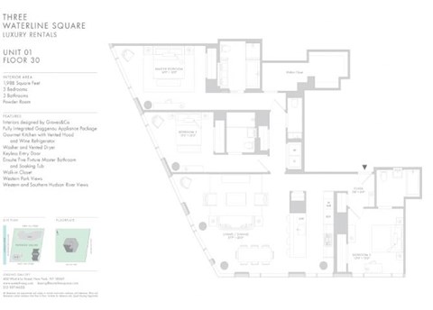 Floor plan for 3 beds, 3.5 baths, 1988 sqft