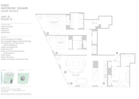 Floor plan for 3 beds, 3.5 baths, 1949 sqft