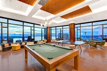 Amenities-sky lounge that includes billiards, ping pong, and foosball tables