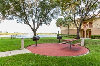 Amenities-grilling area with pond views