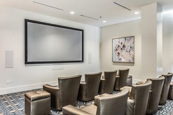 Amenities-media room with 135” quad-screen projector