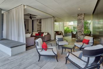 Covered, open air seating