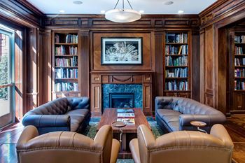 Wood paneled library