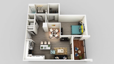 Floor plan for 1 bed, 1 bath, 750 sqft