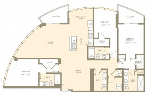 Floor plan for 3 beds, 4 baths, 2038 sqft