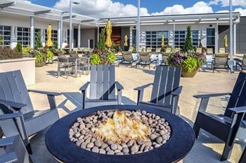 Outdoor courtyard with fire pit