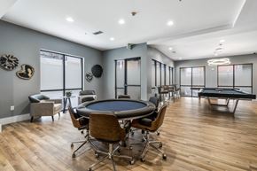Denver apartment for rent - Resident clubhouse game lounge featuring game table at Windsor Riverfront Park, Denver, 80202