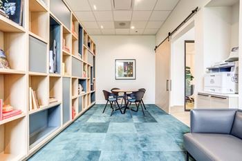 Cozy library with plenty of space for meeting and working