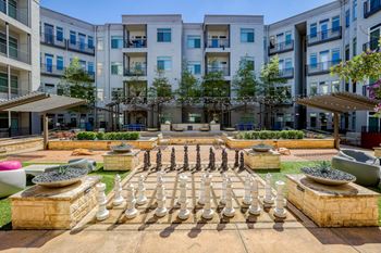 Courtyard with life-sized chess