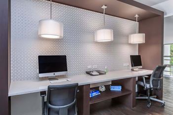 Business center with co-working space and private conference rooms