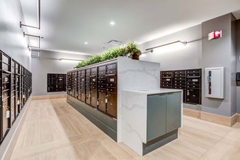Package receiving lockers and mailroom