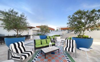 Courtyard lounge areas with firepits