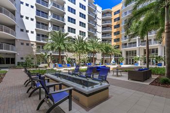 Courtyard lounge areas with firepits