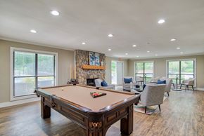 Peachtree Corners apartment for rent - Billiards table and entertainment areas in clubroom at Windsor Peachtree Corners, Peachtree Corners, GA