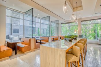 Co-working lounge with ample workspaces and individual workstations
