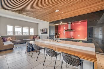 Clubroom with billiards, hdtv, cozy seating and gathering areas