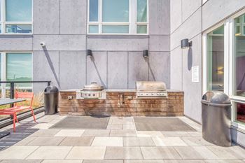 Rooftop terrace with stunning city views of downtown portland