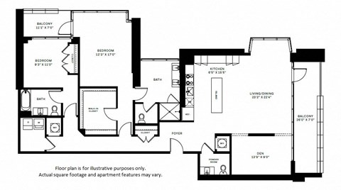 Floor plan for 2 beds, 2.5 baths, 1803 sqft